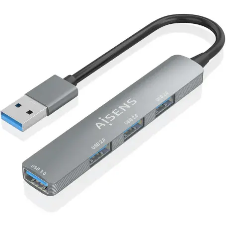 HUB Aisens A106-0859 1 Port USB 3.0 + 3 Ports USB 2.0 Gris