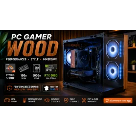 PC Gamer WOOD Ryzen 5 5600X 16Go 500Go RTX 5060 8Go Windows 11 Pro