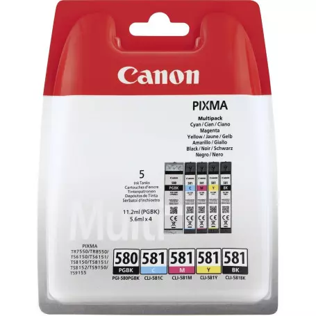 Cartouche Canon PGI-580 + CLI-581 Pack 5 Cartouches CARTPGI580+581 - 1