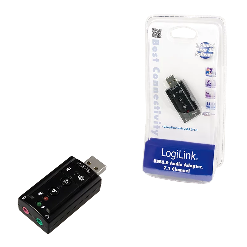 Carte Son Externe USB 2.0 LogiLink 7.1 UA0078 2x entrées 3.5mm