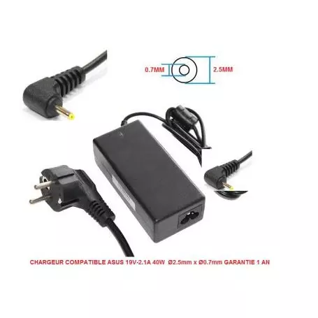 Chargeur Compatible Asus 19V 2.1A 40W 2.5/0.7mm ALIMAS1940-2.5-0.7 - 1